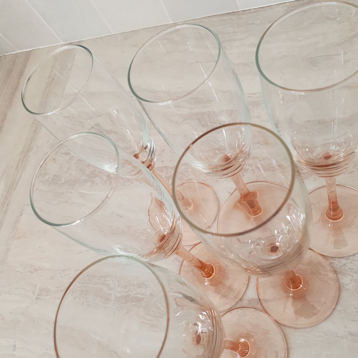 Pink stem champagne flutes