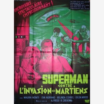Original film poster of 1965.Superman against the invasion of Martians. Lithography