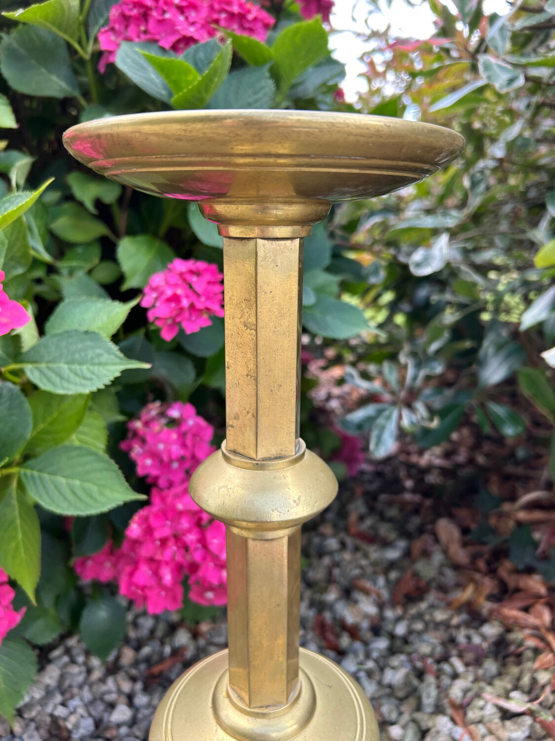 Large solid brass candle holder