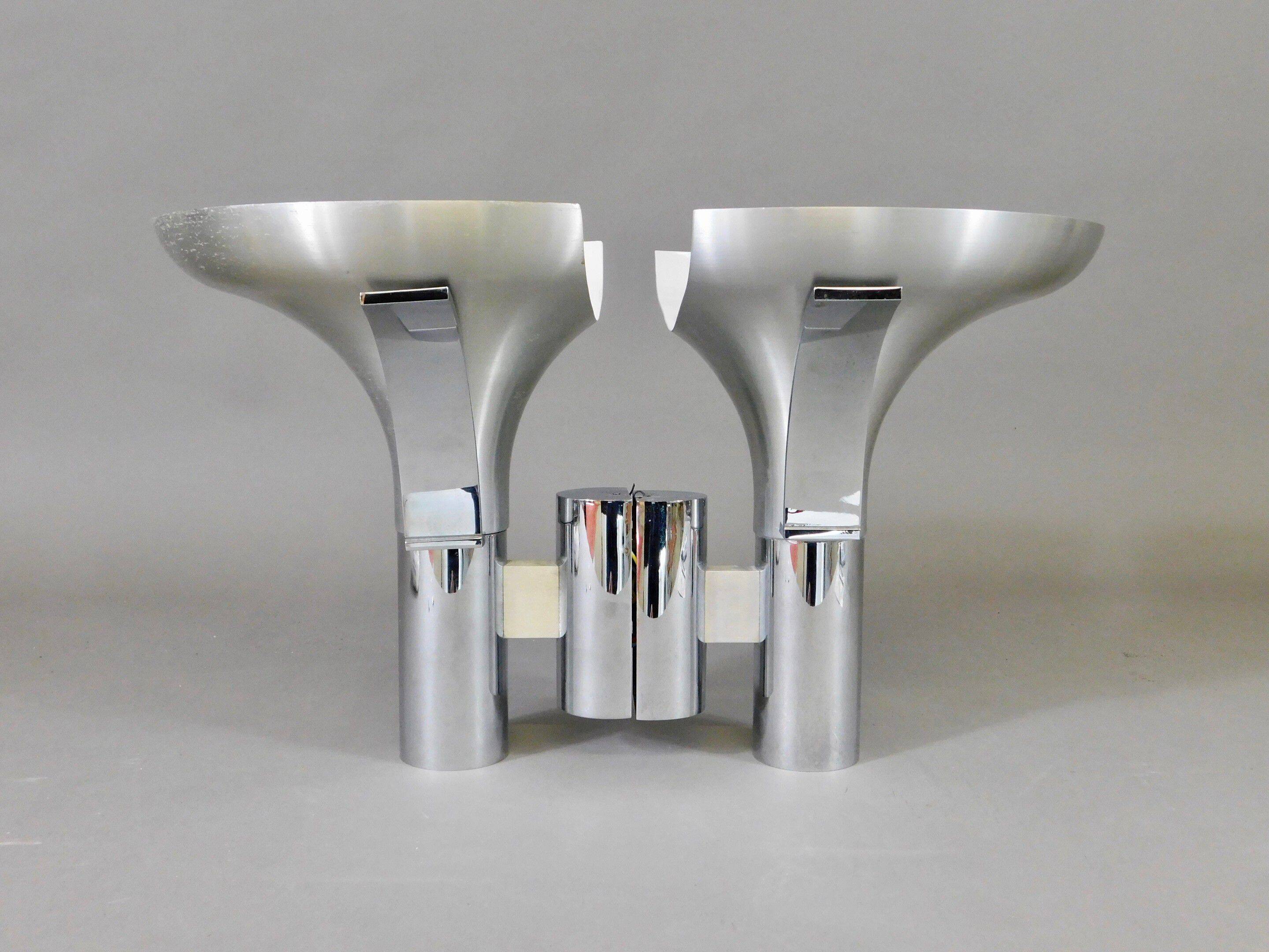 Pair of vintage chrome wall lights