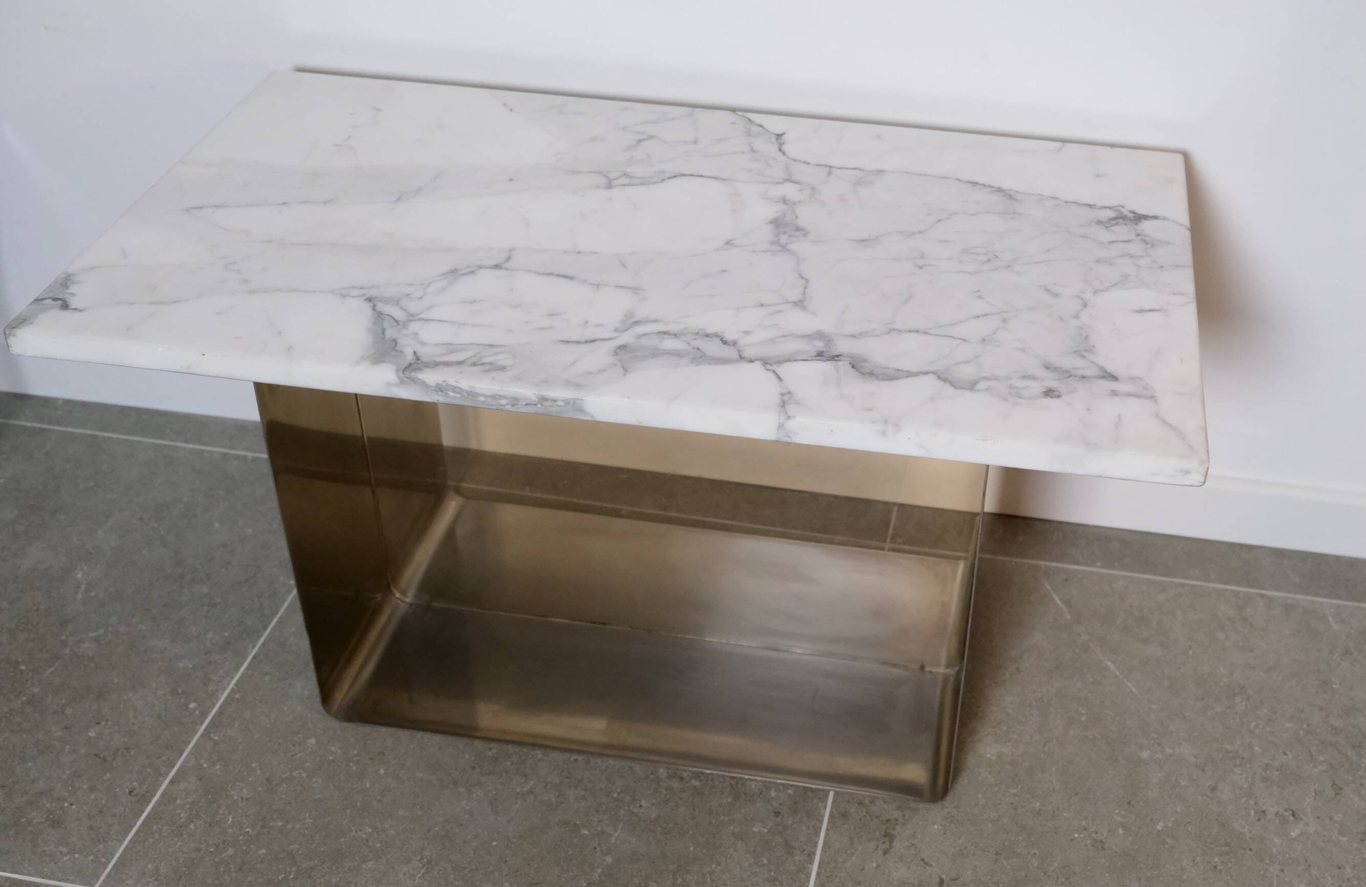70s marble and aluminum coffee table