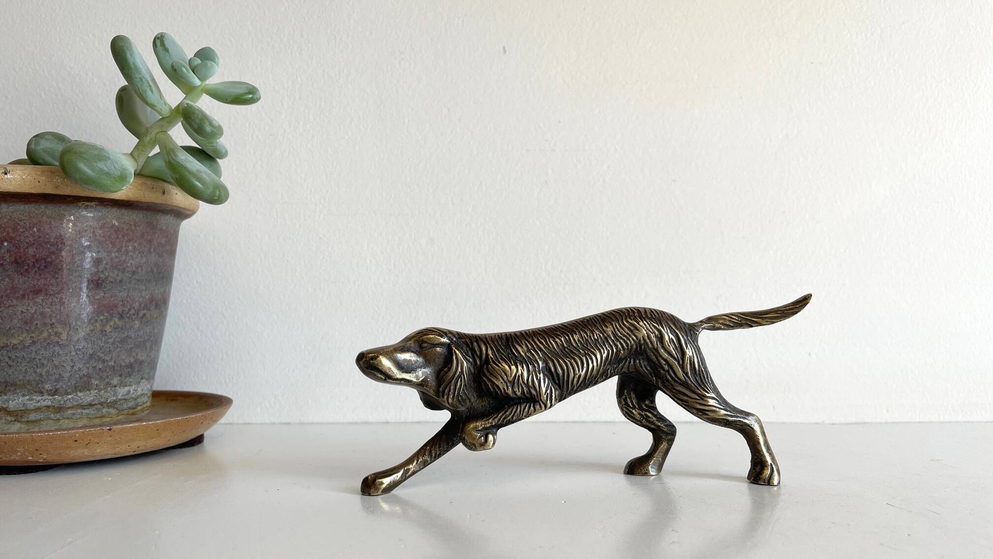 Vintage solid brass decorative dog