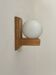 Vintage wall light, pine and opaline glass, France, 1970