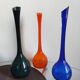 Set of 3 Scandinavian and Polish glass bottle vases from the 1970s.