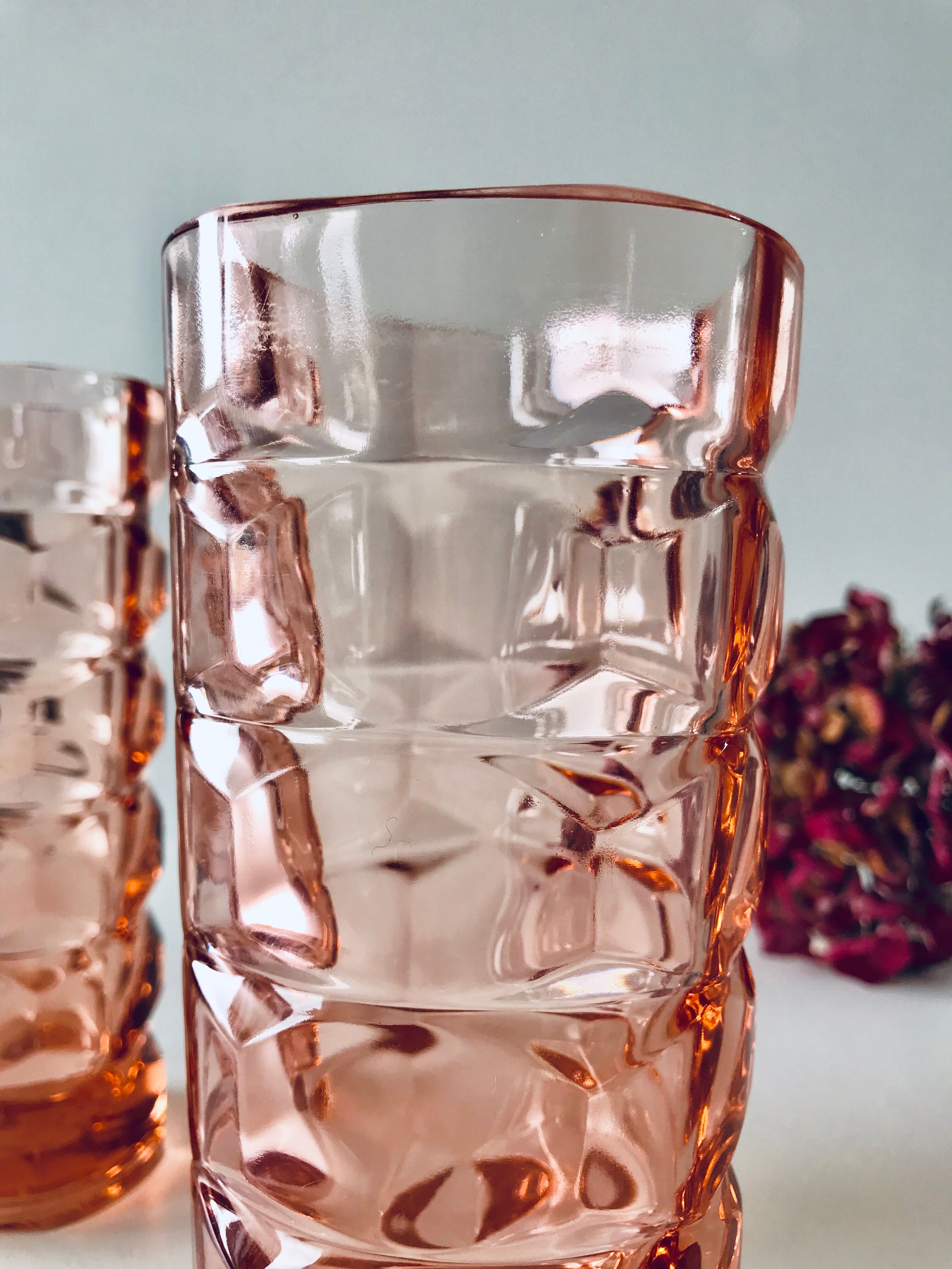 Pair of pink glass vases