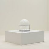 White and chrome globe table lamp, 1970s Italy.