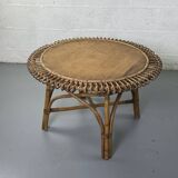 Table basse soleil en rotin