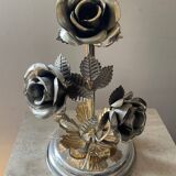 Vintage Franco Italy lamp with silver and gold metal flowers