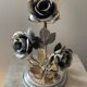 Vintage Franco Italy lamp with silver and gold metal flowers