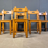 Set of 6 Spanish rustic dining chairs, 1960s