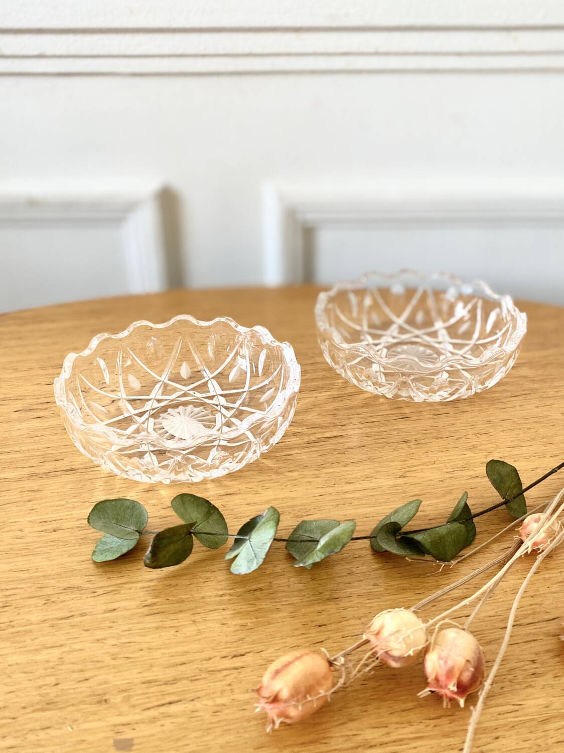 Pair of small real crystal cups