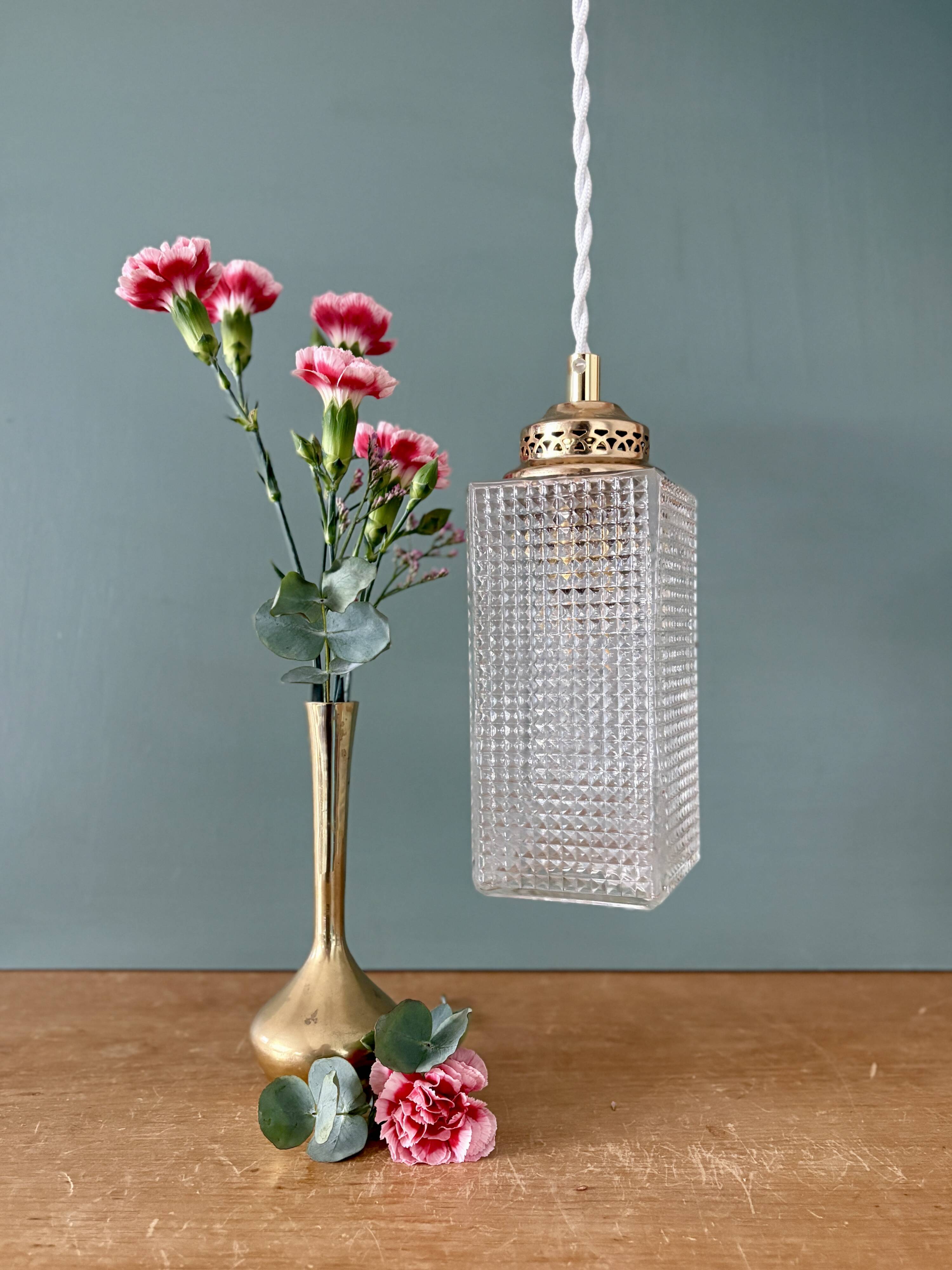 Vintage glass globe table lamp or portable lamp