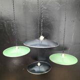 4 enameled sheet metal pendants