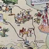 Old illustrated map of Gascony Béarn Basque Country 1927 - JP Pinchon