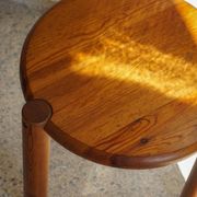 Modern Scandinavian tripod stool from the 20th century with a circular seat, 1970s.