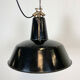 Black enamel industrial factory pendant lamp, 1930s