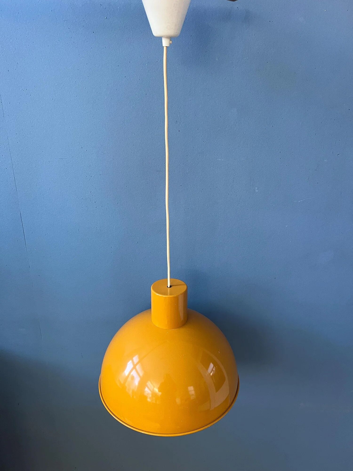 Yellow enamel pendant lamp by Joe Hammerborg for Fog & Mørup