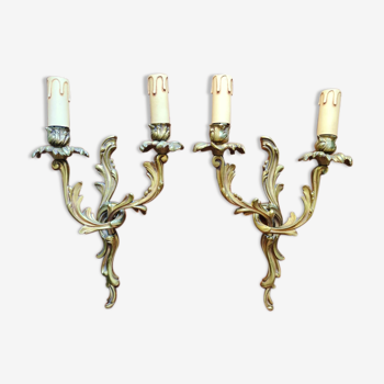 Pair of Louis XVI-style gilded bronze appliques