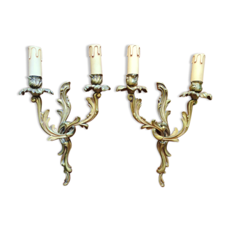 Pair of Louis XVI-style gilded bronze appliques