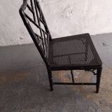 Chaise chippendale en bois laqué noir imitant le bambou, Jonathan Adler