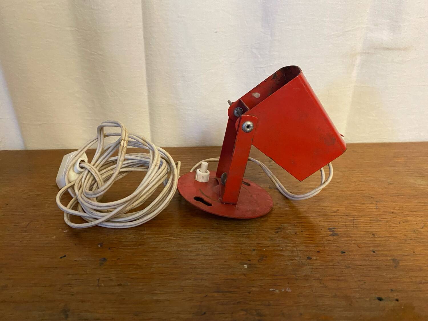 Vintage lita wall lamp, red metal, mategot design, 1950s