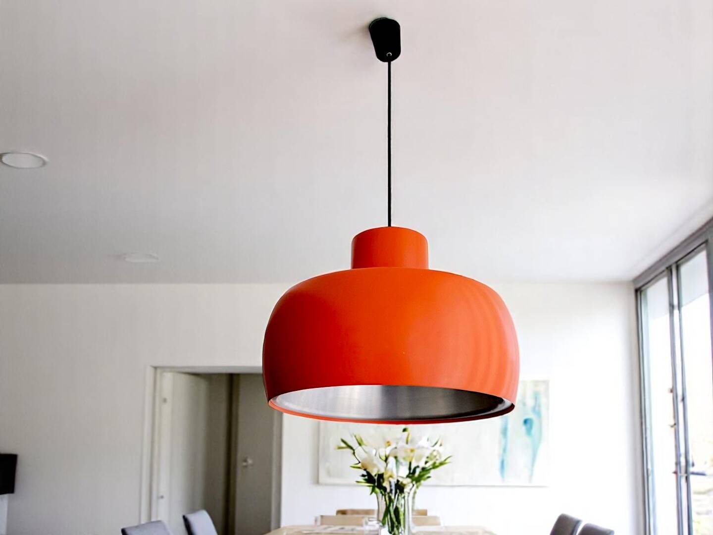 Large orange pendant light for dining room