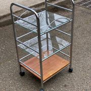 Vintage Allibert dessert table in steel and glass.
