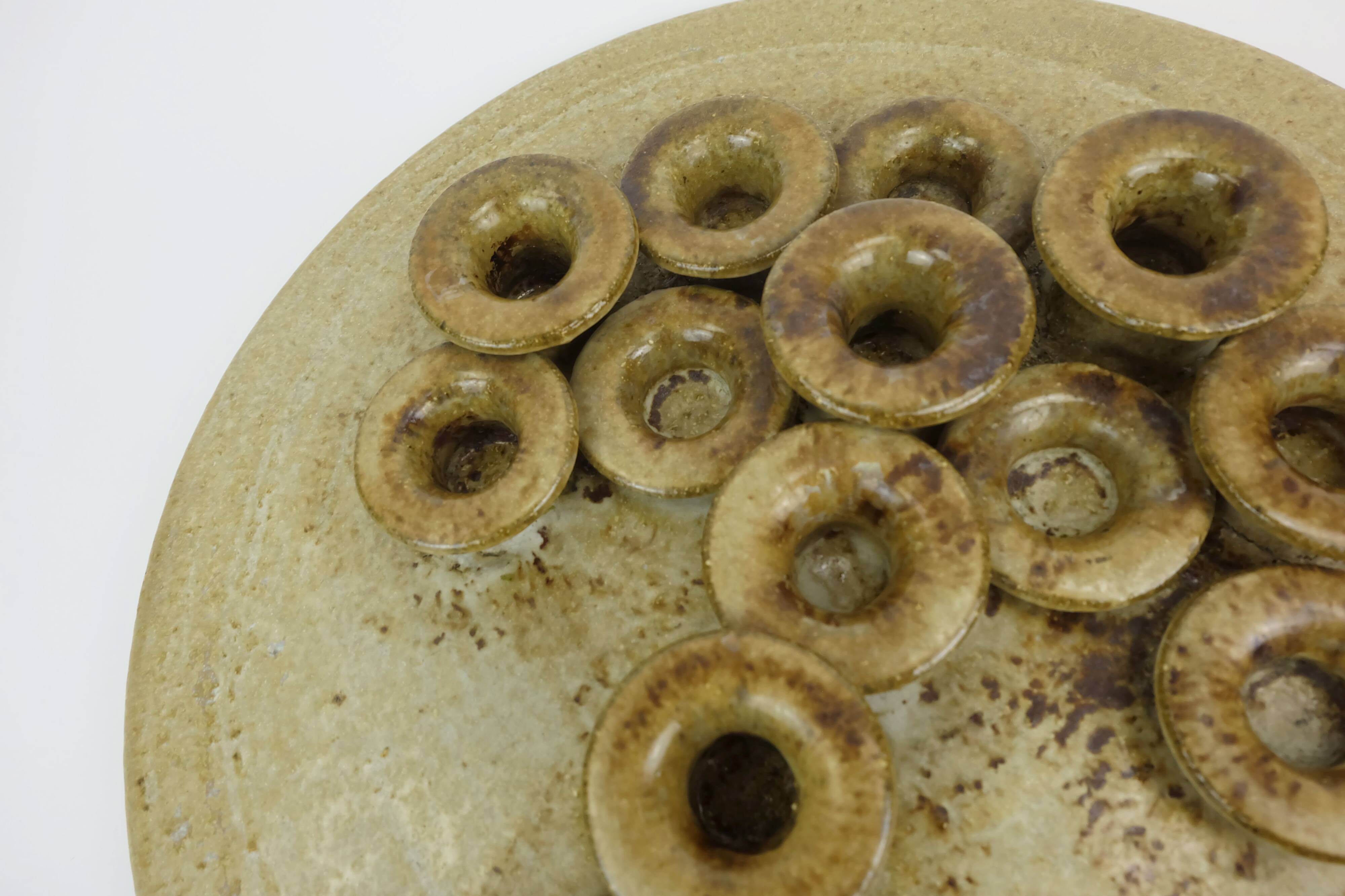 Large rudi stahl candle holder for 13 candles 1970s west german studio pottery