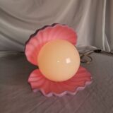 Pink shell and opaline pearl lamp, Saint-Jacques, France, 1970
