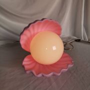 Pink shell and opaline pearl lamp, Saint-Jacques, France, 1970