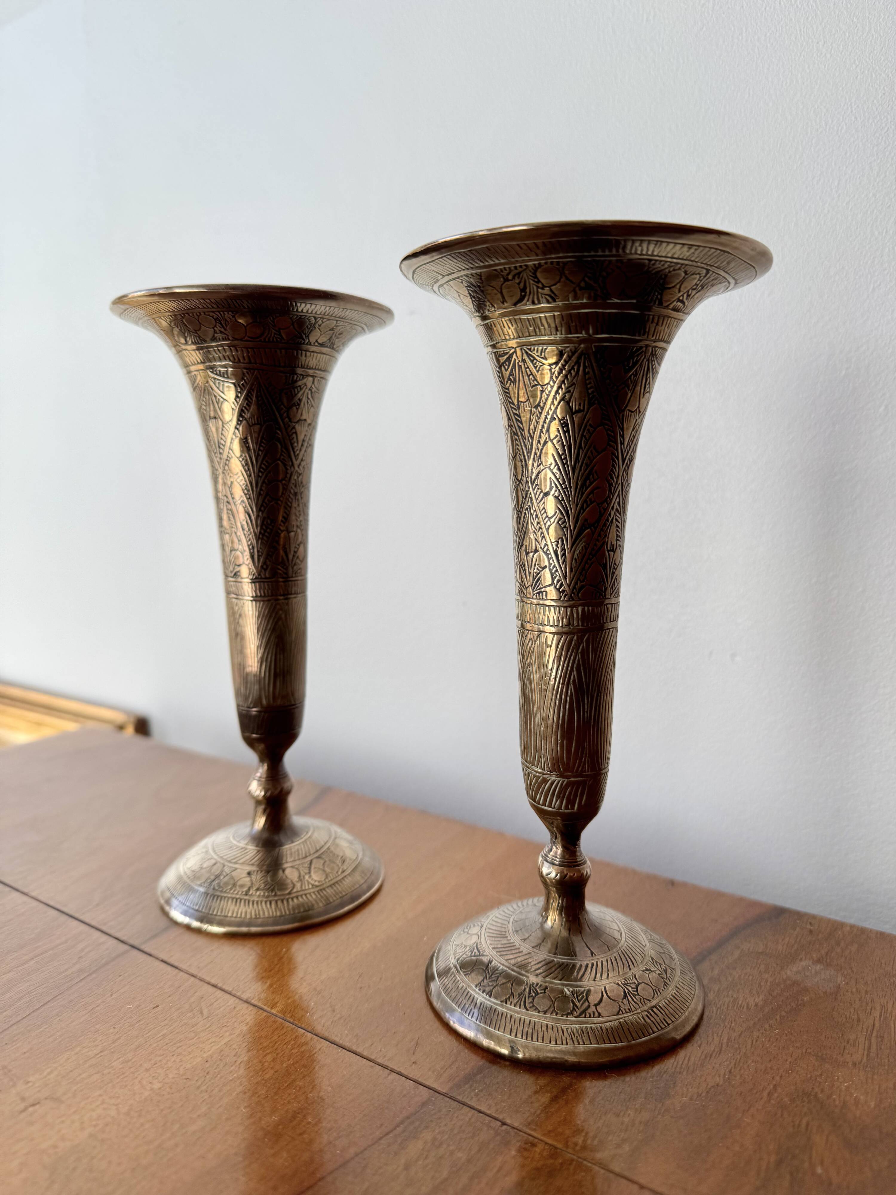Pair of Decorative Brass Vases