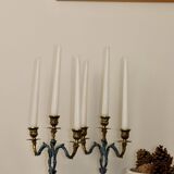 Brutalist Style Pair of Vintage Brass Candleholders