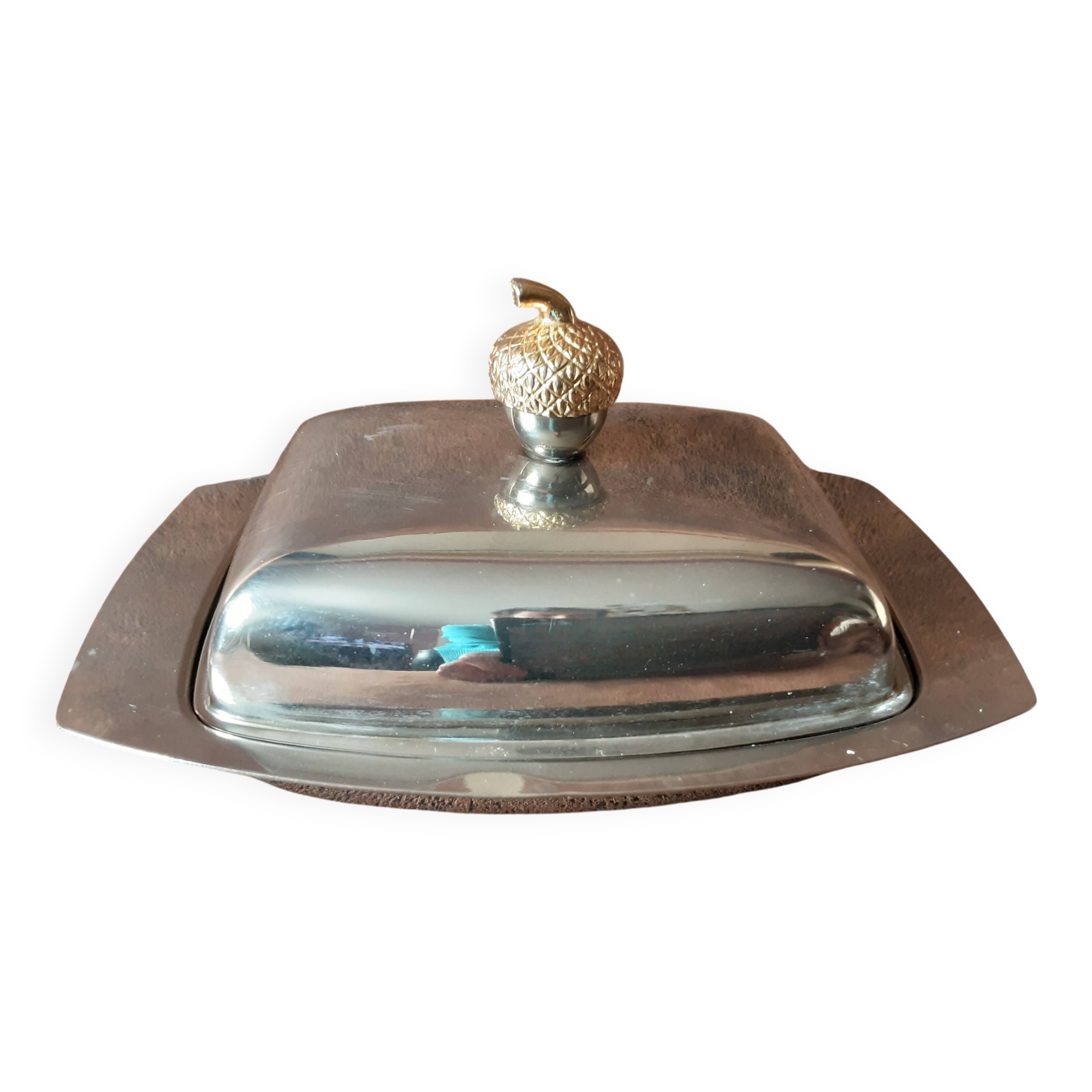 Vintage metal butter dish
