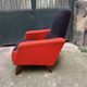 Pair of vintage black and red armchairs from the 1960s.