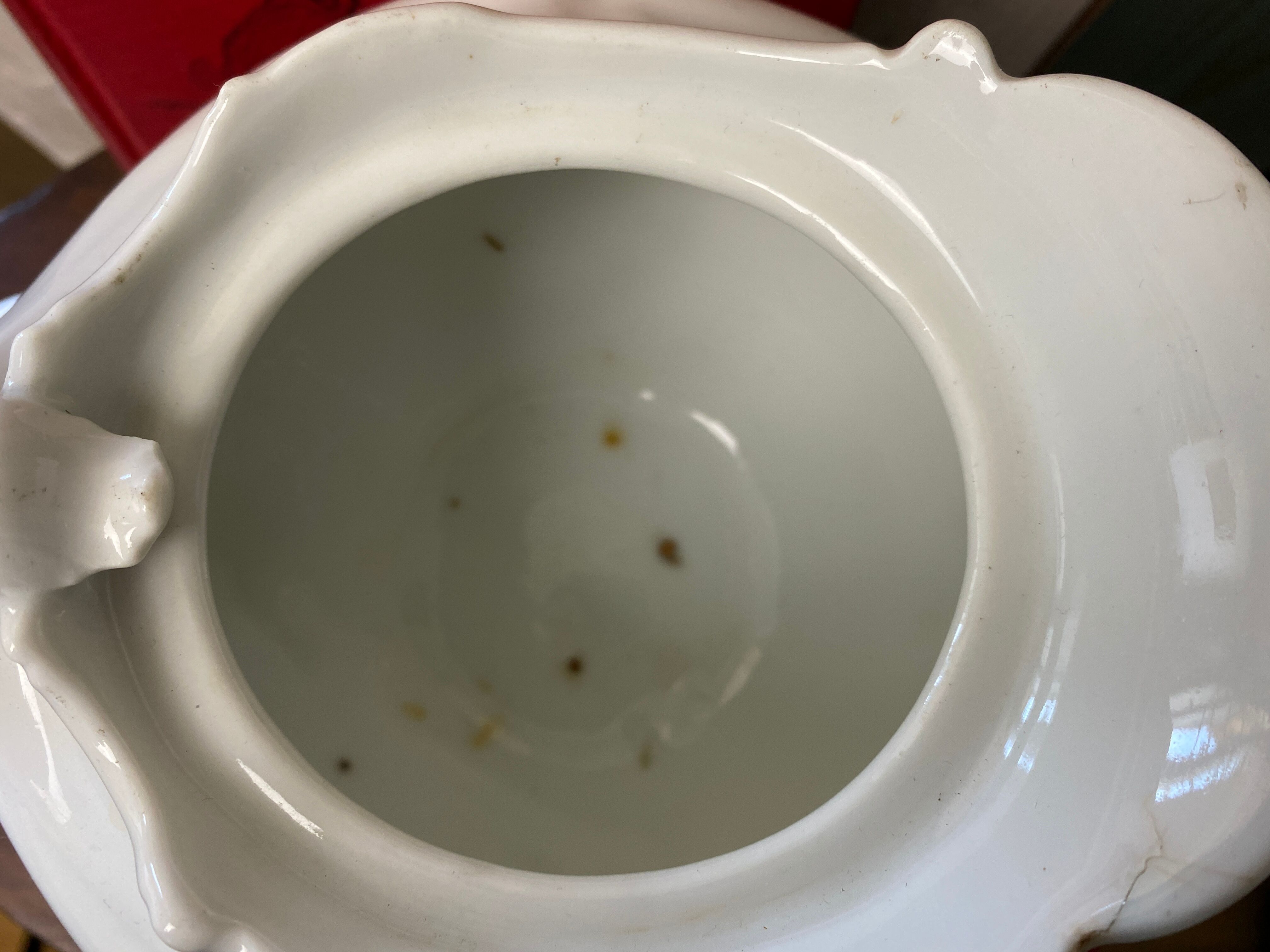 Large white porcelain teapot XIX