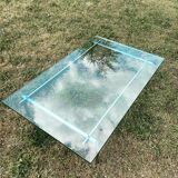 Glass and stainless steel coffee table model FK91 by Fabricius and Kastholm from the 70s