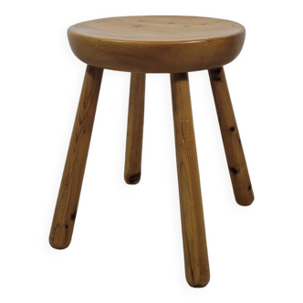 Tabouret en pin massif vintage