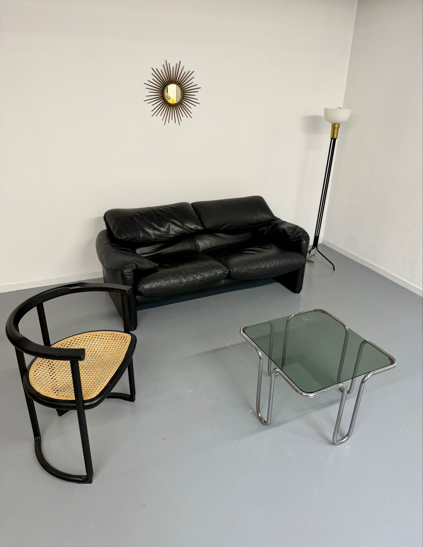 Canapé maralunga design design Vico MAGISTRETTI Cassina en cuir noir
