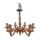Lustre en bronze de style Louis XV Rococo 6 branches