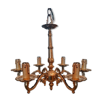 Lustre en bronze de style Louis XV Rococo 6 branches