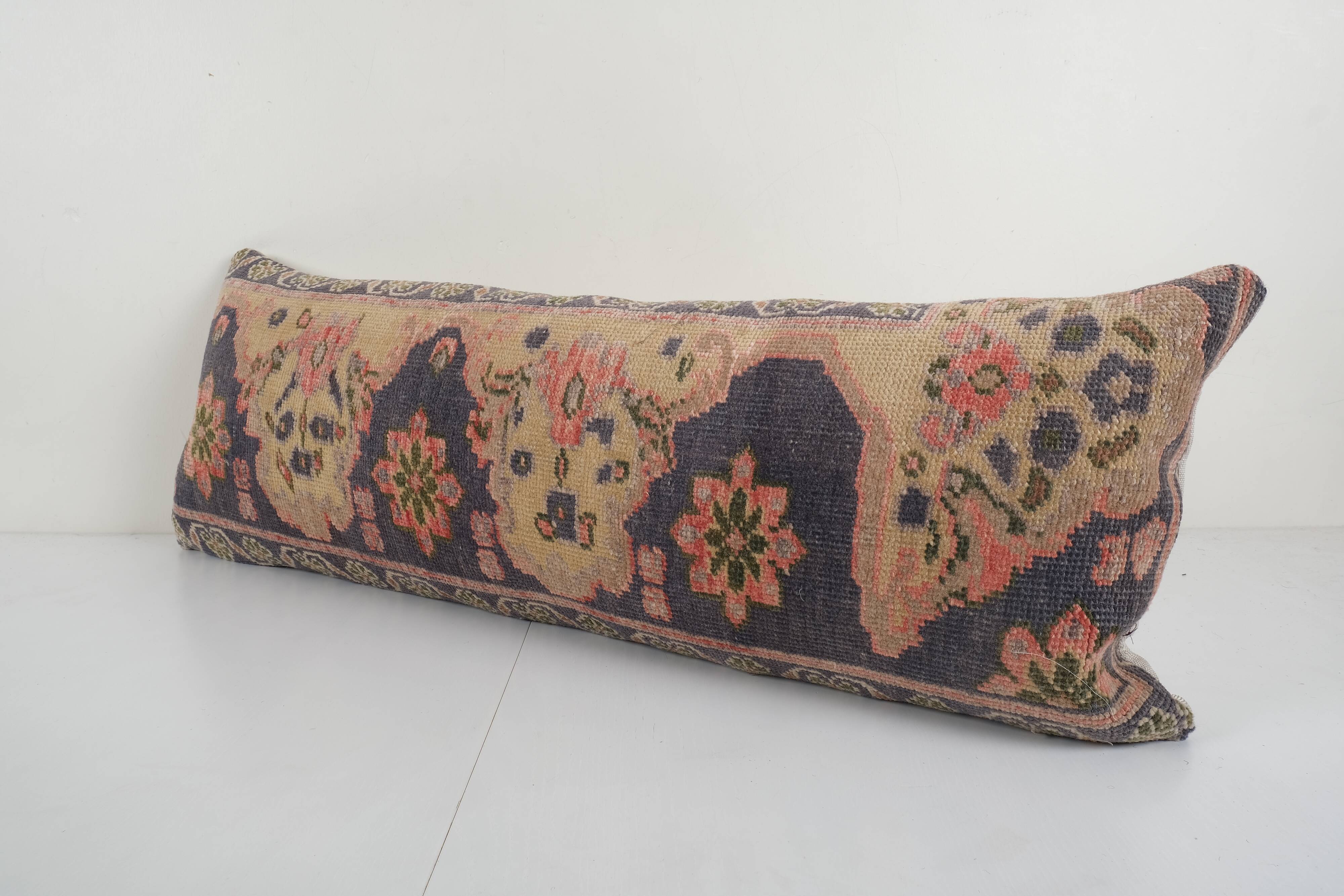 Turkish blue oversize carpet pillow