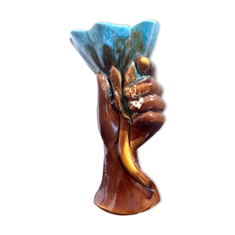 Vallauris hand-shaped ceramic cup