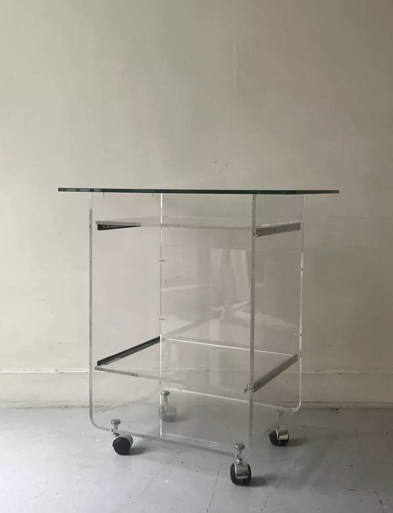 Plexiglass desk by David Lange for Roche Bobois, design 1970.