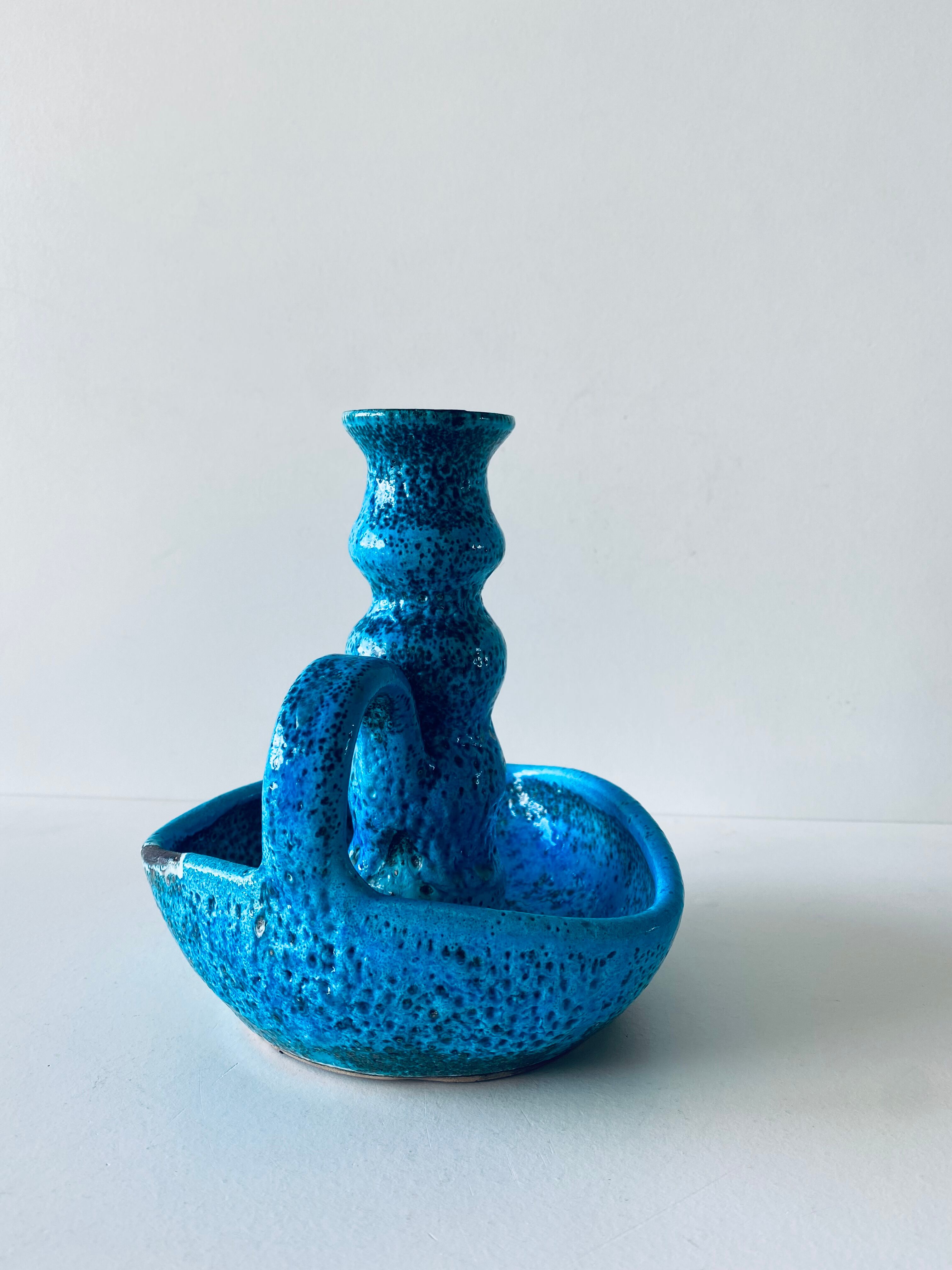 Candle holder fat lava blue