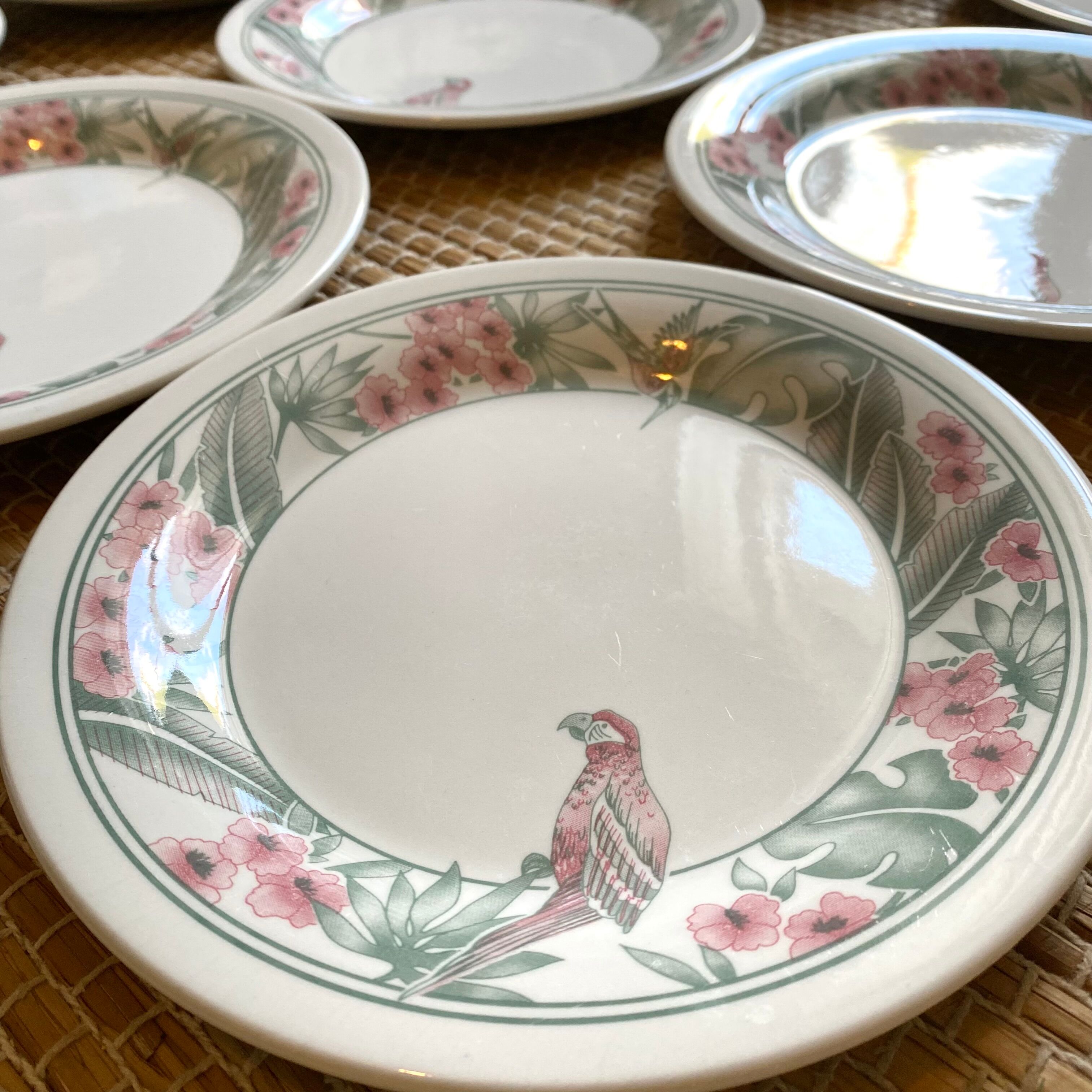 Parrot Tableware Staffordshire England Dessert Plates 1980s