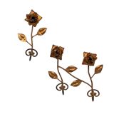 set Gilded Metal wall coat racks 1950s France