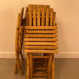 Suite of 6 folding bamboo chairs