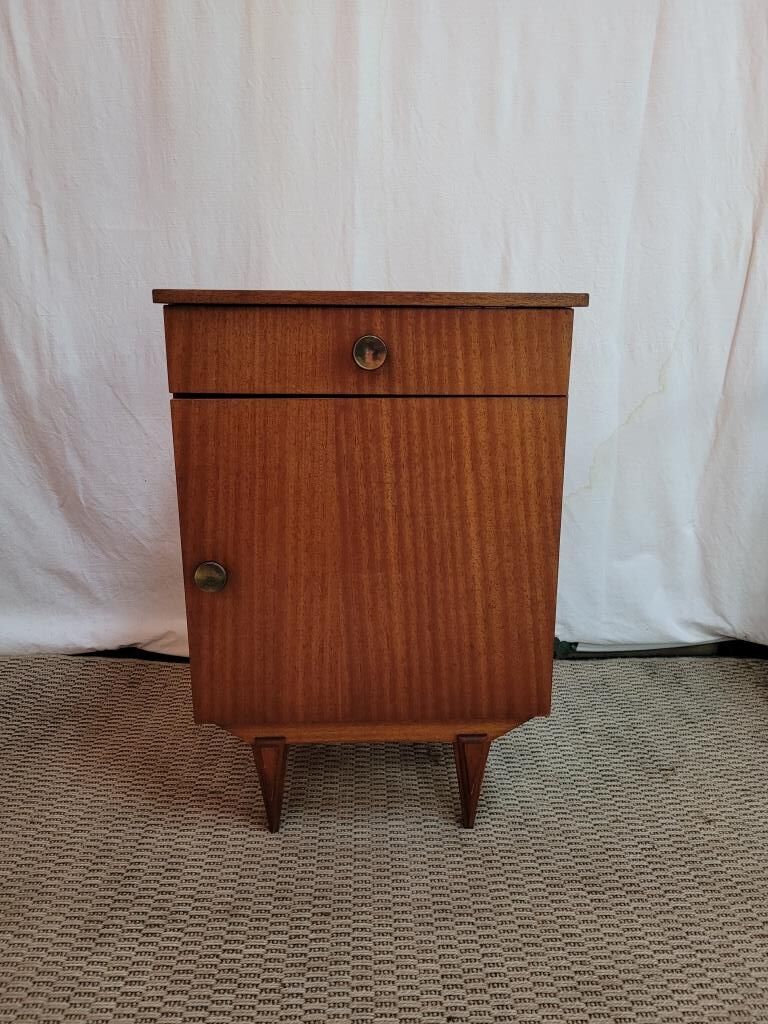 Bedside wood veneered, compass feet