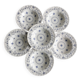 6 Myott plates in English porcelain, blue and white floral pattern