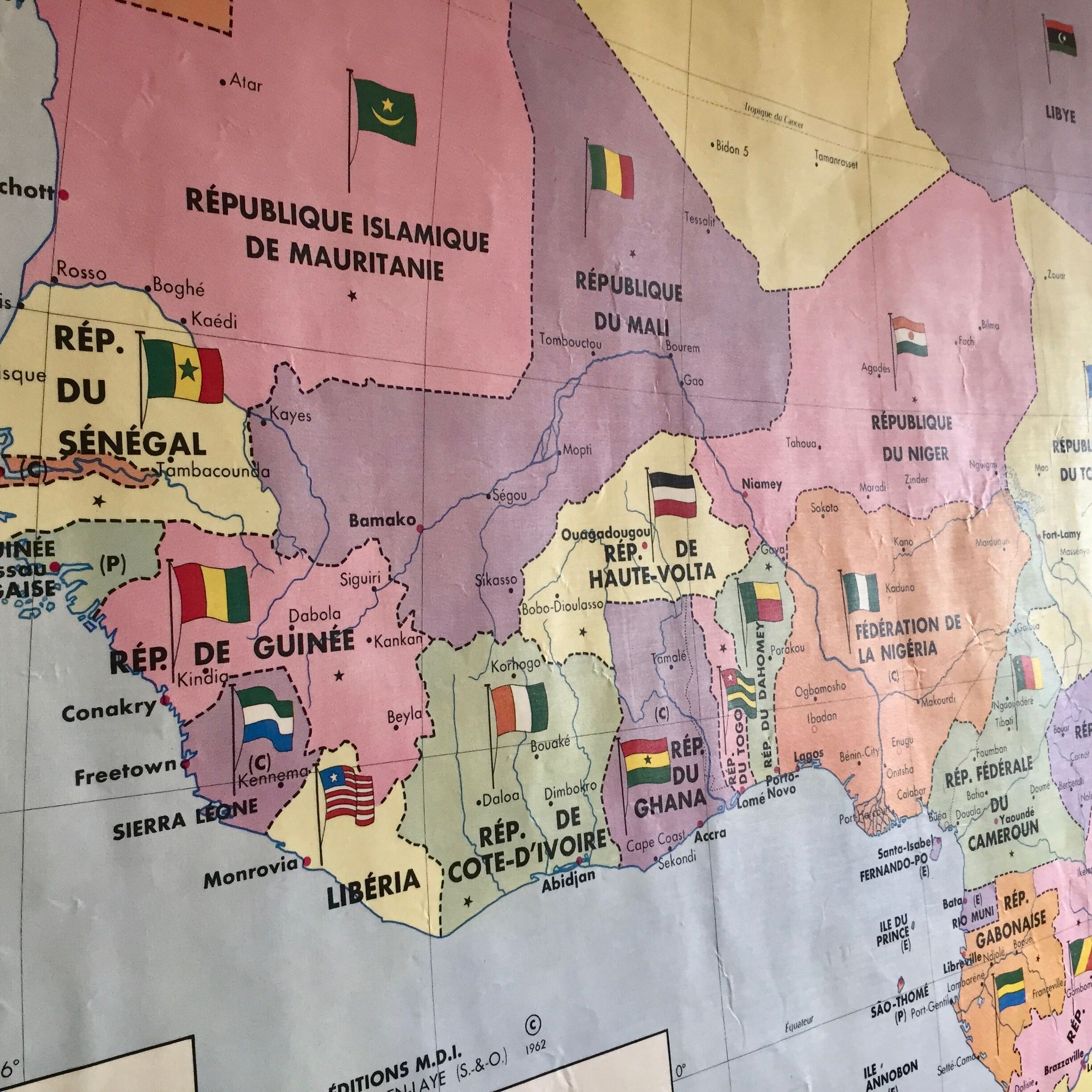 Black African political and economic 1962 school map